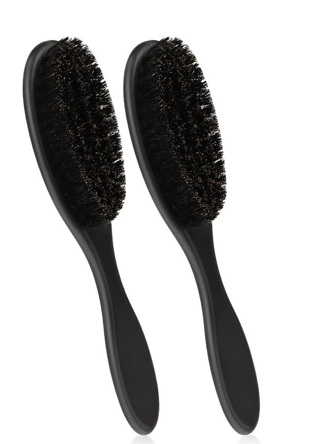 Gtziqa 2 Pcs Hair Brush, Barber Brush, Slick Back Brushes Beard Fade Styling Comb Kit with Soft Bristles, Neck Duster Cleaning Brushes for Men, Cutting Shaving Accessories Grooming Tools with Handle (Black) - Image 1